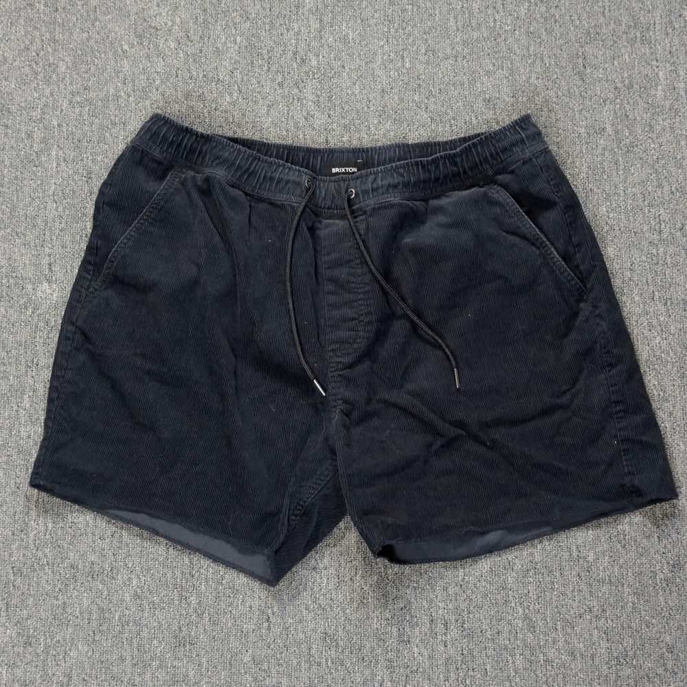 Brixton Men's Dark Corduroy Shorts with Raw Hem Drawstring‎ Size XXL